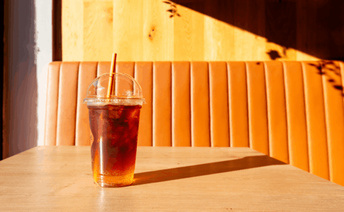 iced coffee at a cafe