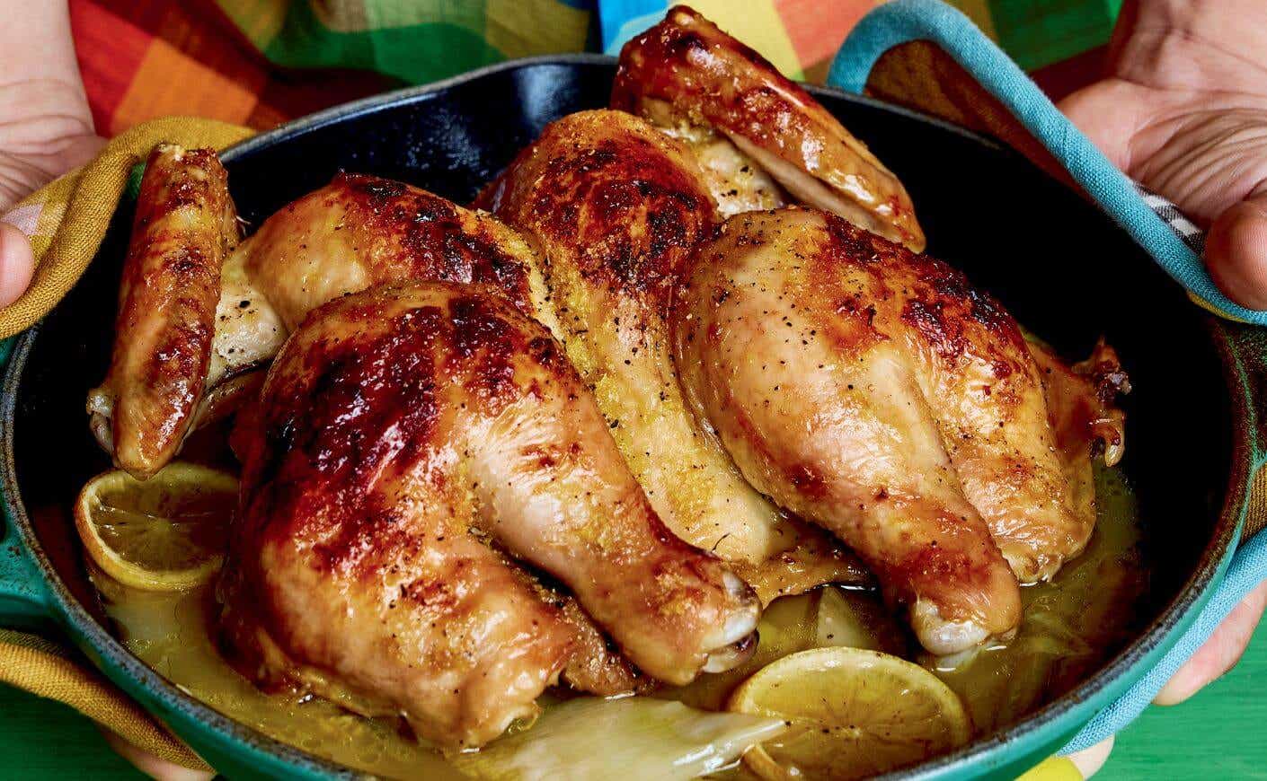 A spatchcocked chicken.