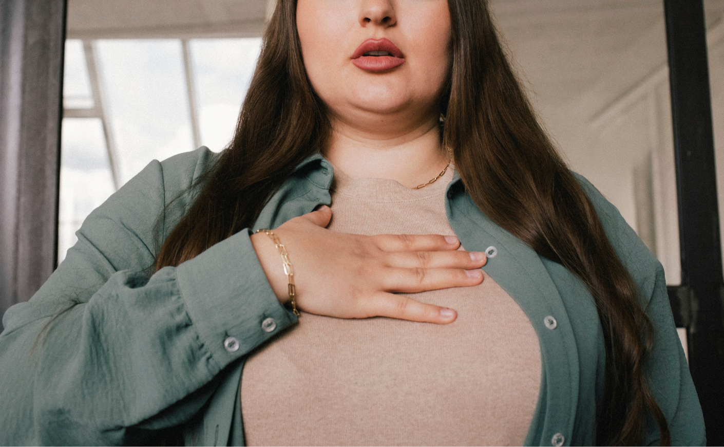 woman doing breathing exercise