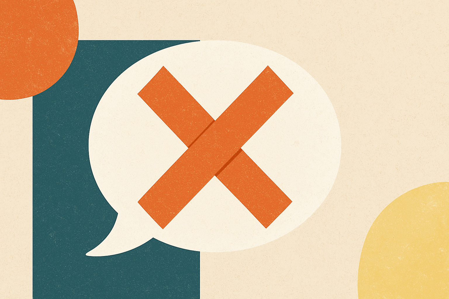 speech bubble with x