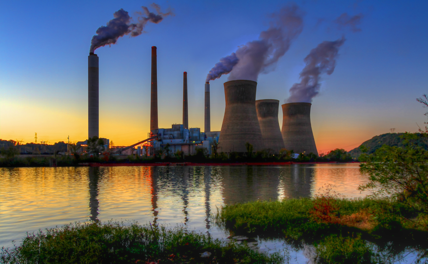 Sunset on the John E Amos power plant in West Virginia