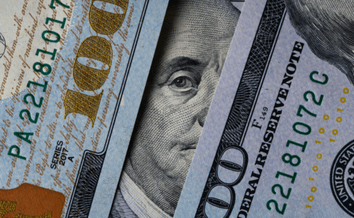 Close-up of Benjamin Franklin's face on a $100 bill