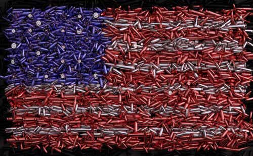 USA Flag formed out of bullets / 3d illustration / 3d rendering