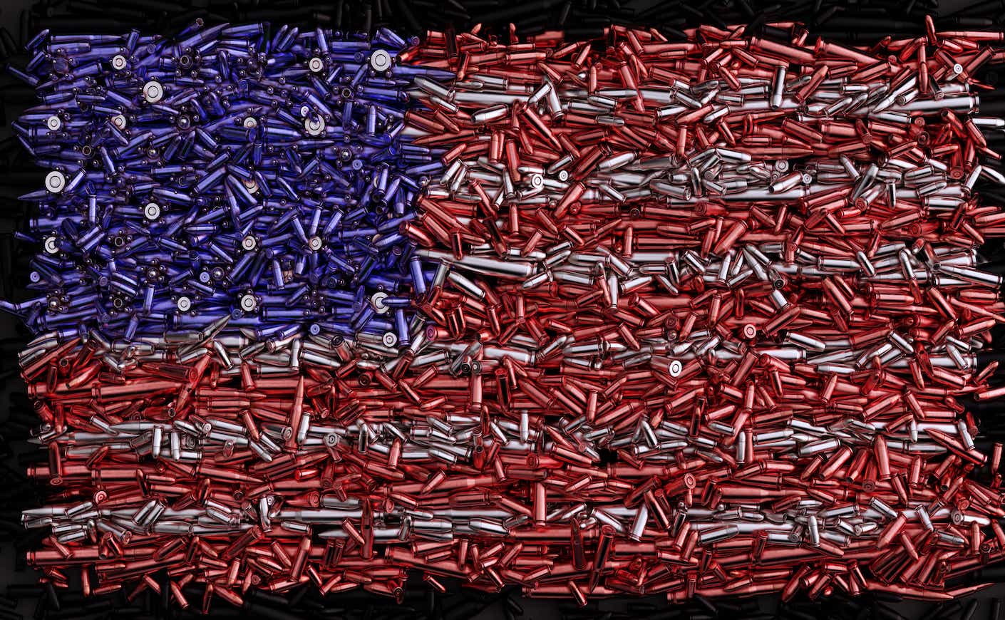 USA Flag formed out of bullets / 3d illustration / 3d rendering