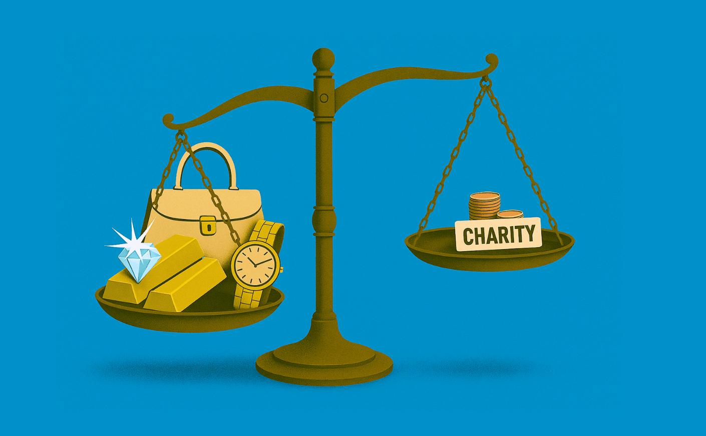scale showing wealth and charity