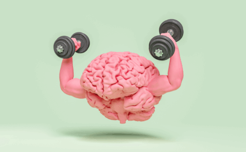 brain muscles holding weights