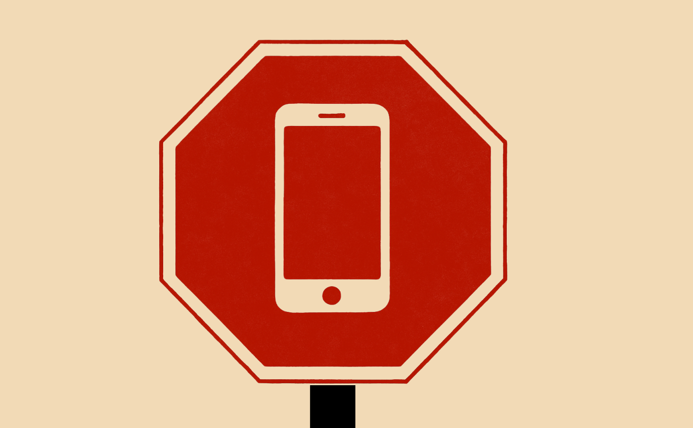 stop sign with a smartphone inside