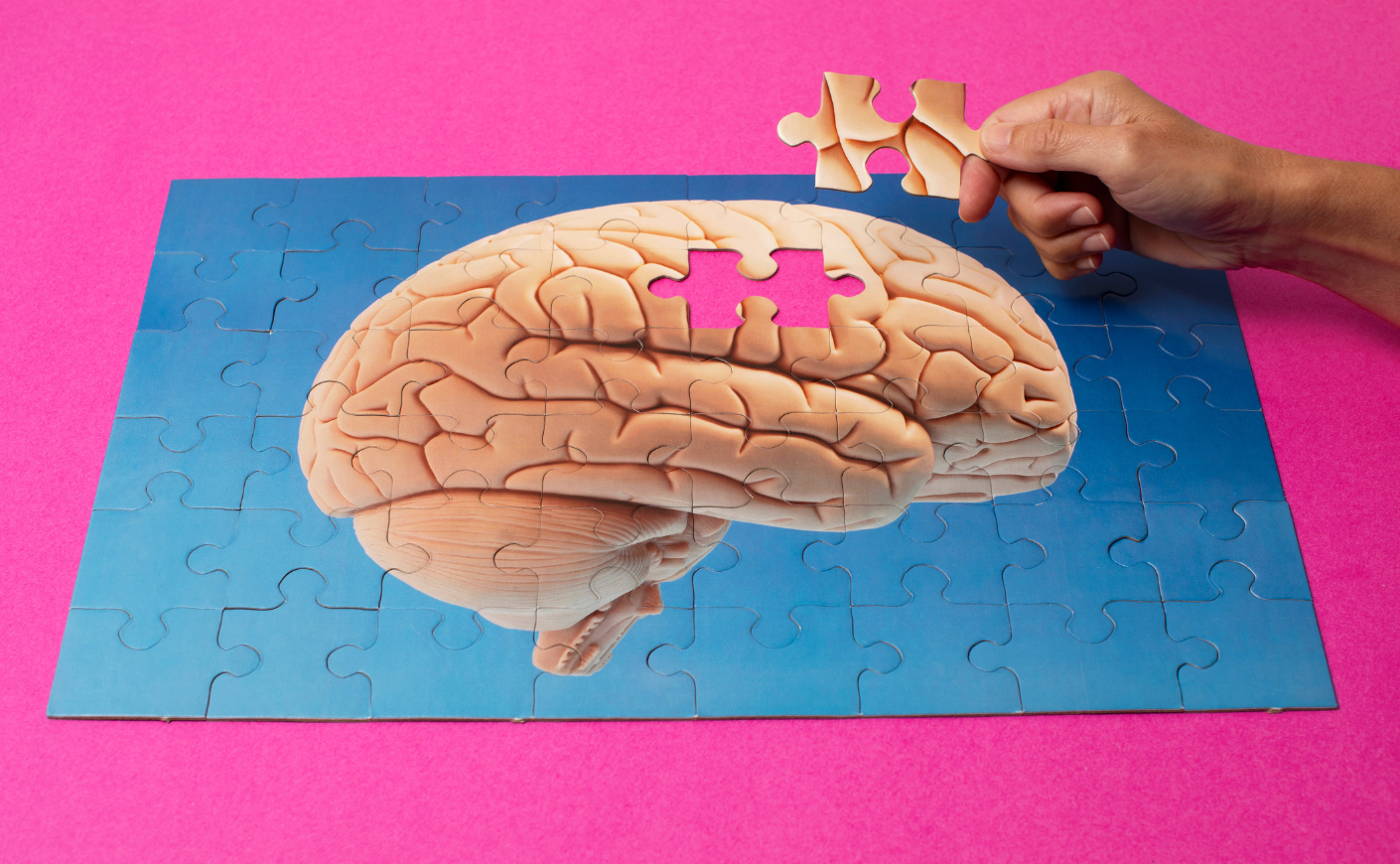 brain puzzle with a piece missing