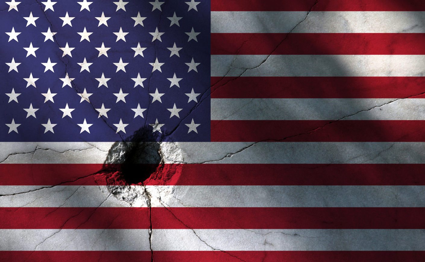 American flag with a hole in the middle