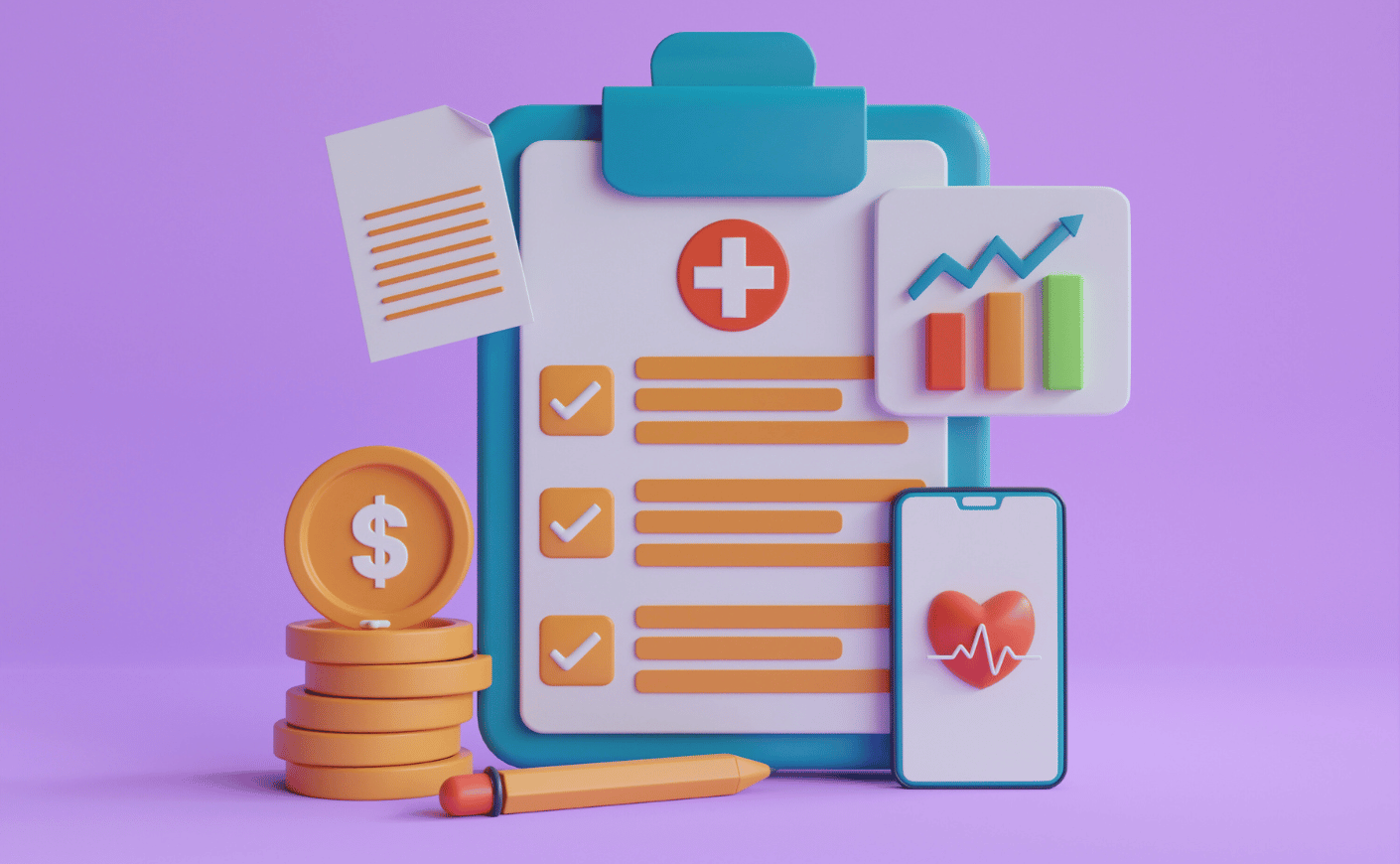 Illustration of a clipboard with medical expenses