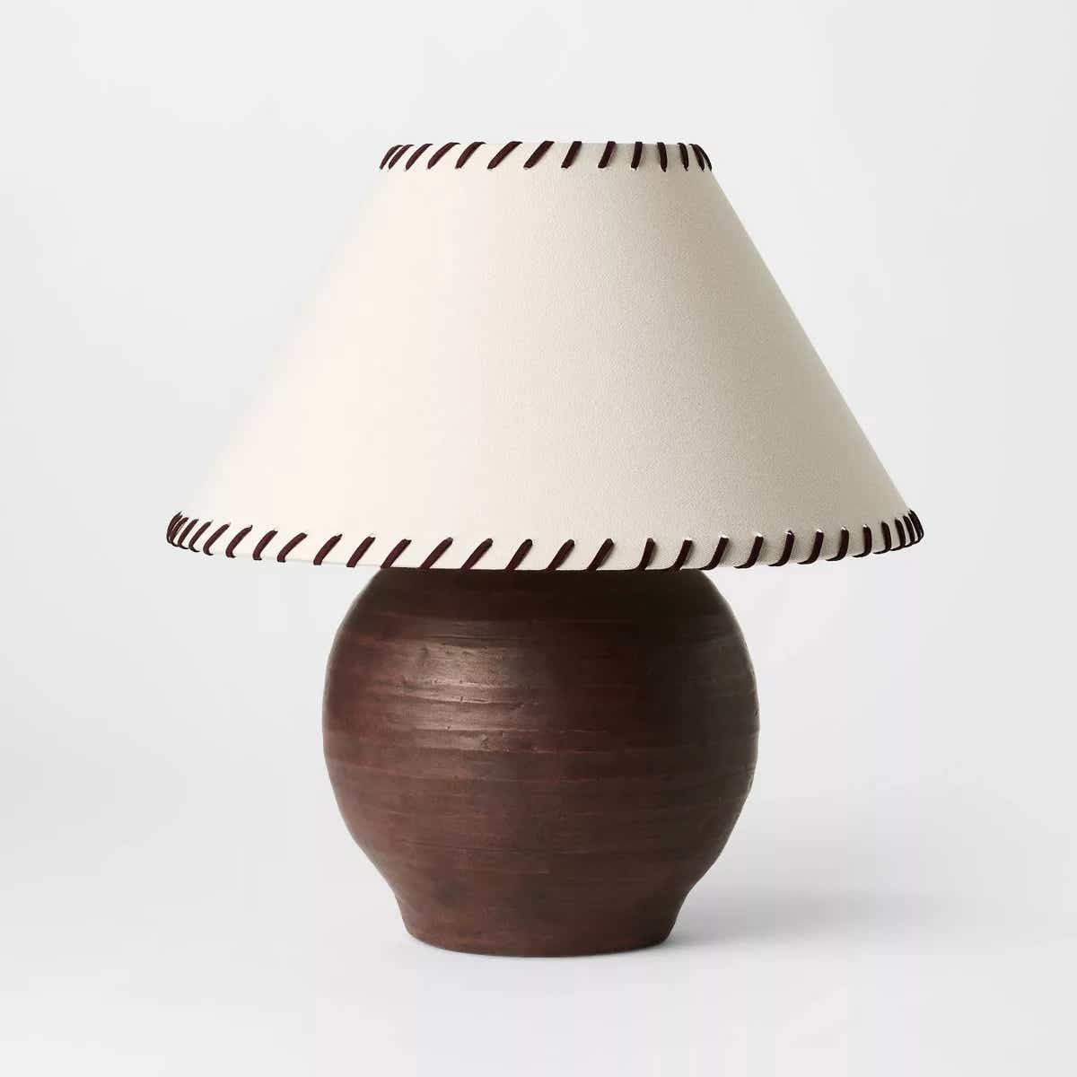 Large Earthy Table Lamp with Whipstitch Shade - Threshold™ designed with Studio McGee