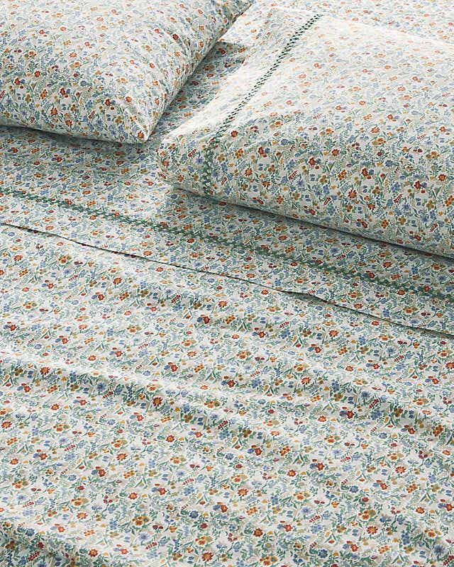 Garnet Hill Micro-Print Organic-Cotton Percale Sheet Set