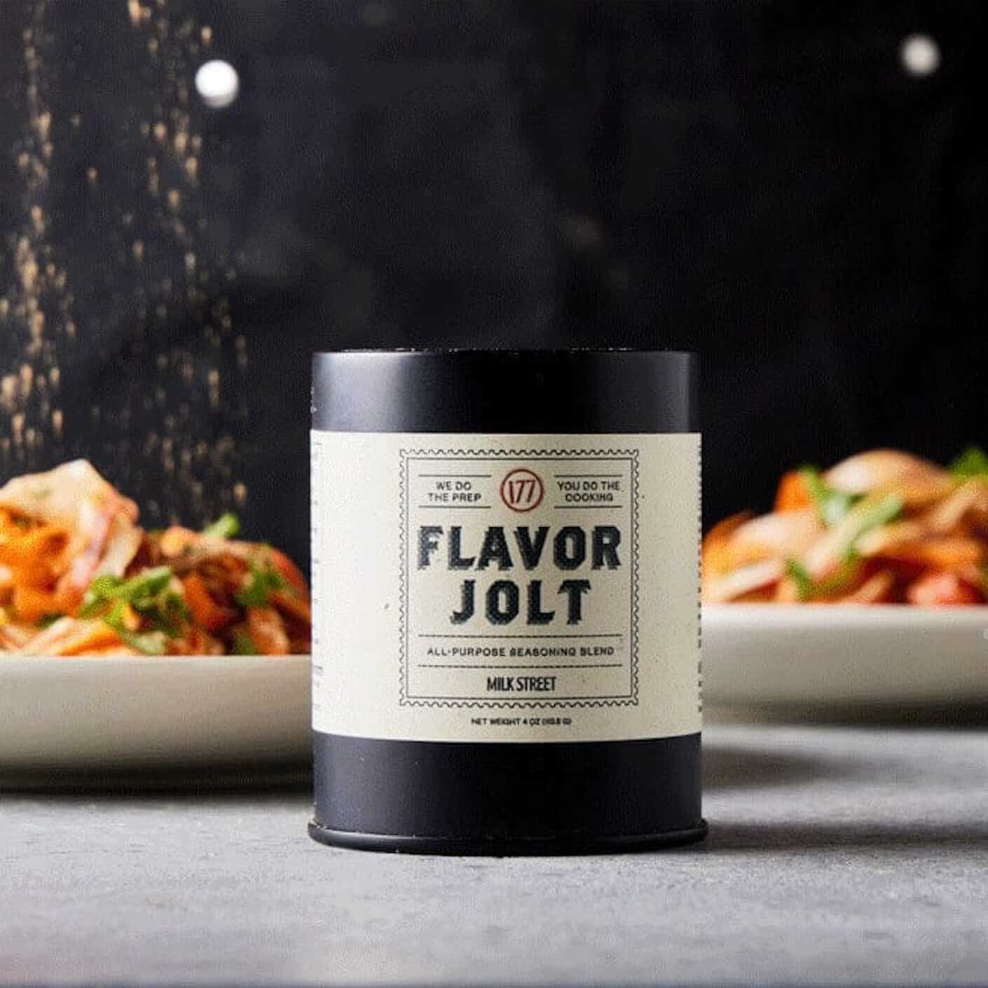 A container of Flavor Jolt seasoning.