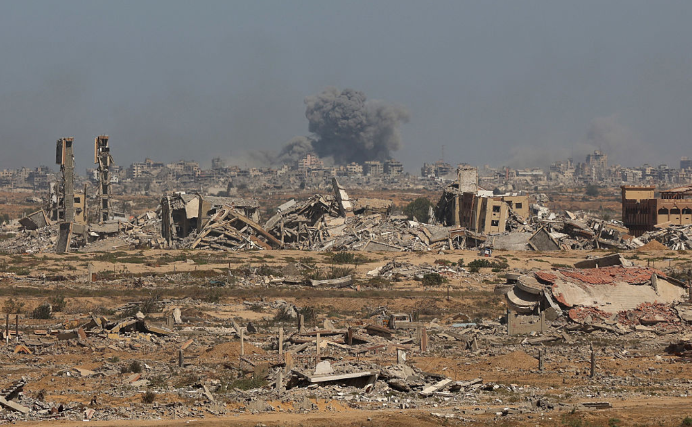 moke billows following an Israeli strike in Gaza City, on October 2, 2025.