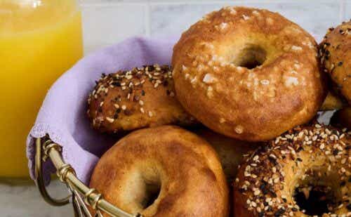 A basket of gluten-free bagels.