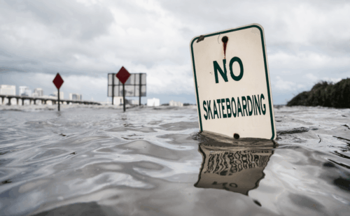 flooding with a street sign underwater