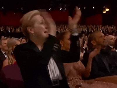 Gif of Meryl Streep applauding at the Oscars