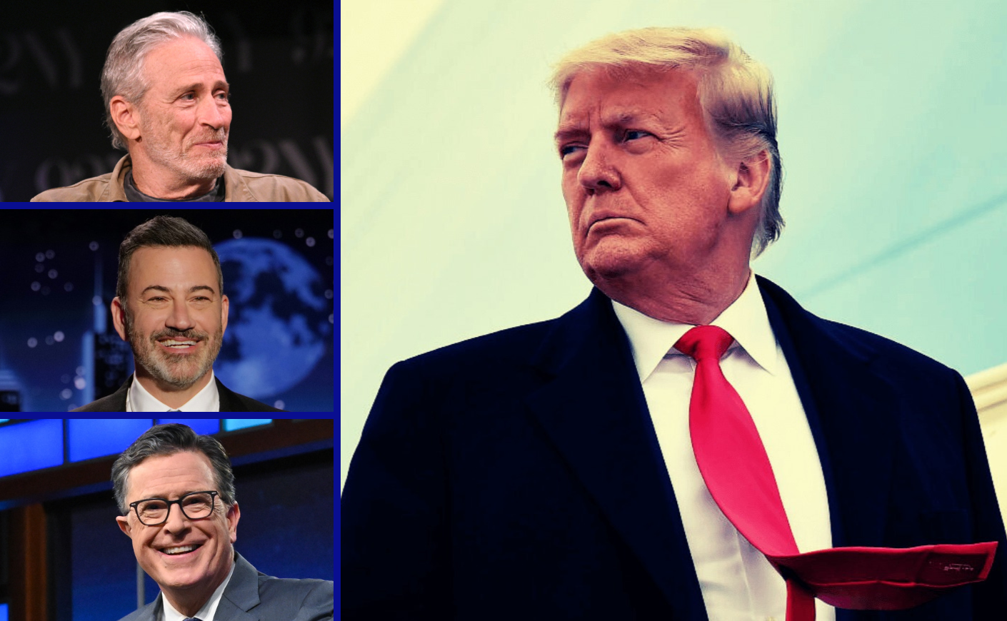 Jon Stewart, Jimmy Kimmel, Stephen Colbert, Donald Trump
