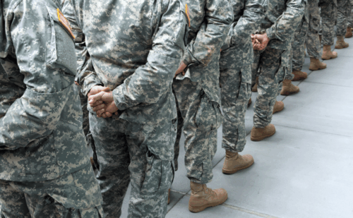 Military members lined up in formation
