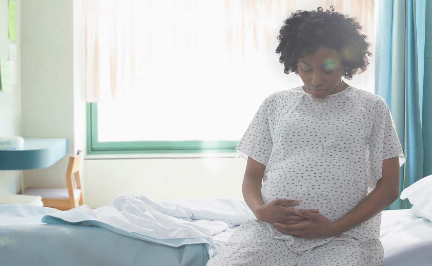 black pregnant woman in a hospital