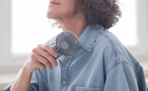 a woman holding a fan