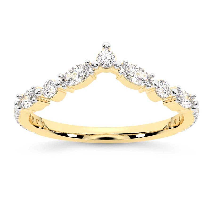 V shaped diamond wedding band