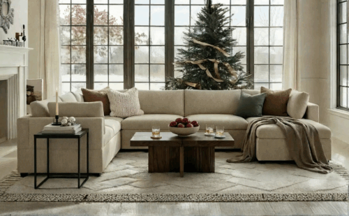 Albany park couch with holiday scene