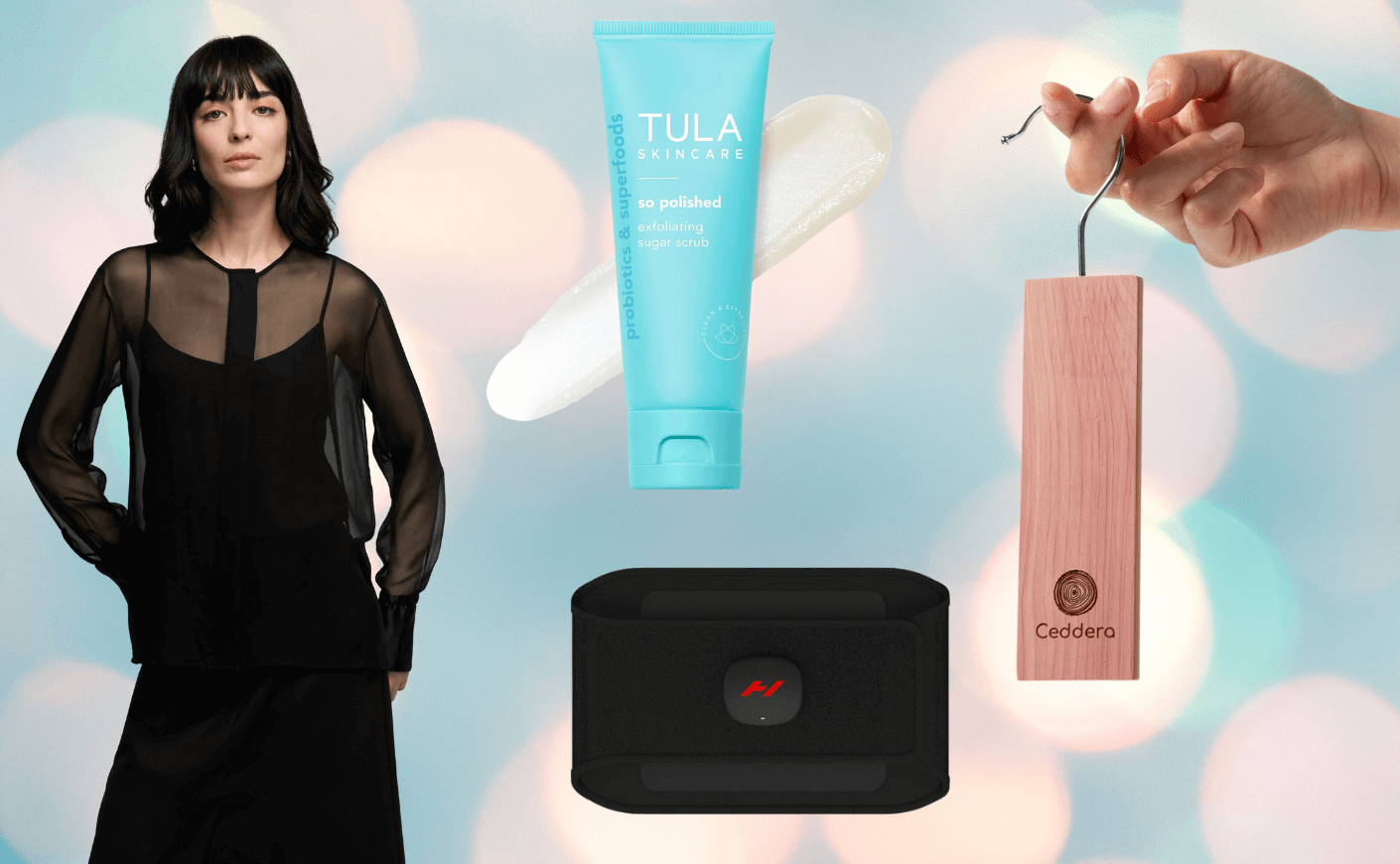 hyperice back massager, Argent blouse, Tula cream