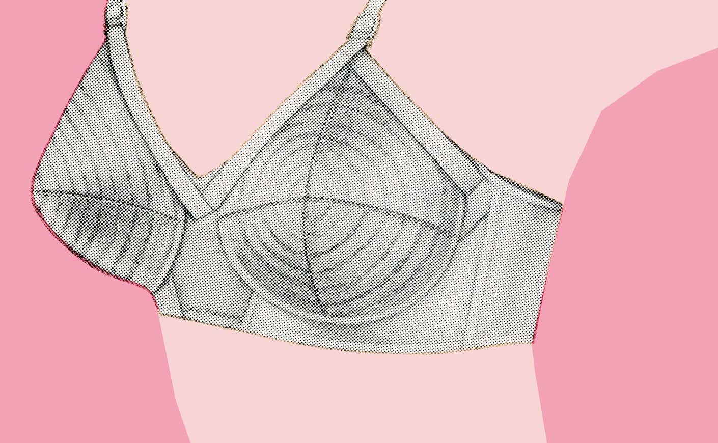 illustration of a woman's body wearing an old-fashioned pointy bra