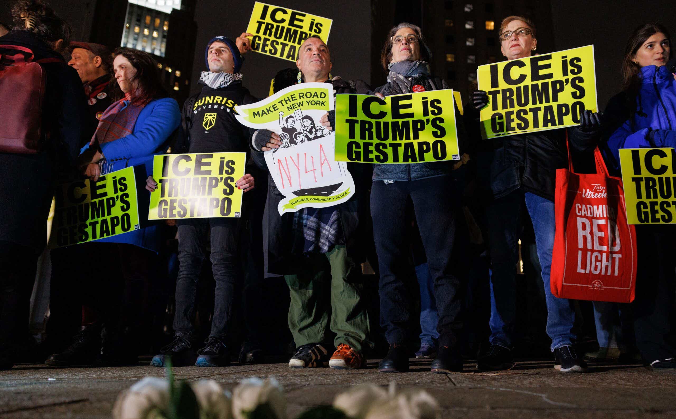 People gather in Foley Square