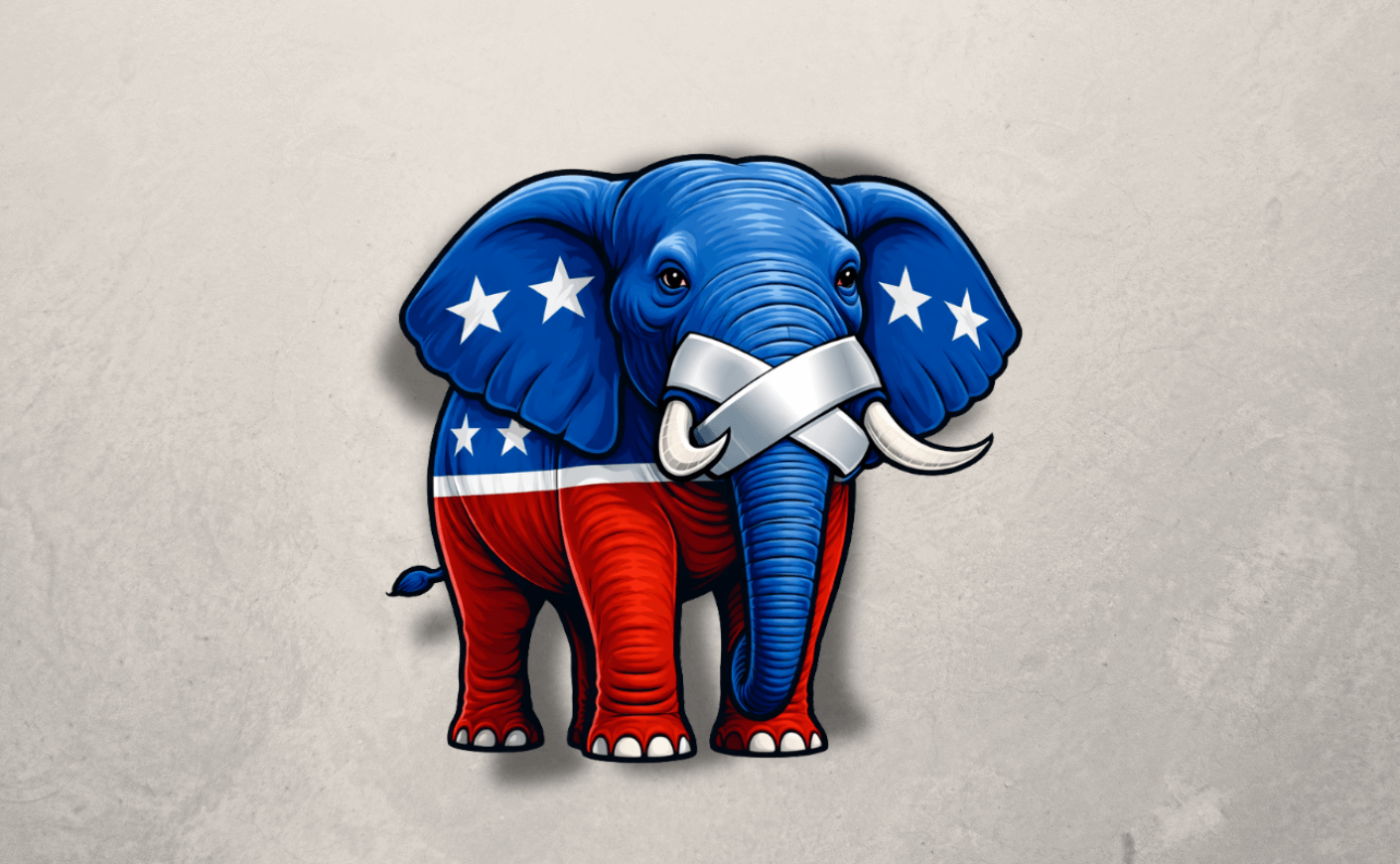 elephant with mouth taped