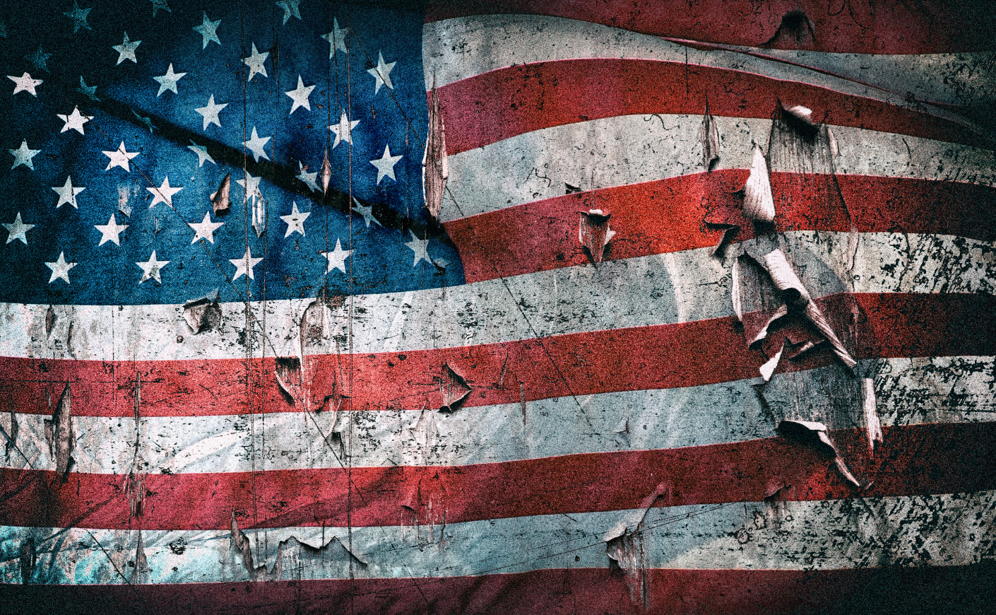 battered American flag