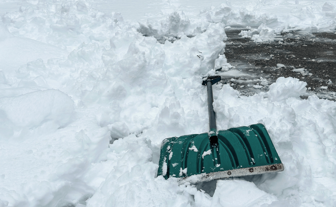 snow shovel on the ground