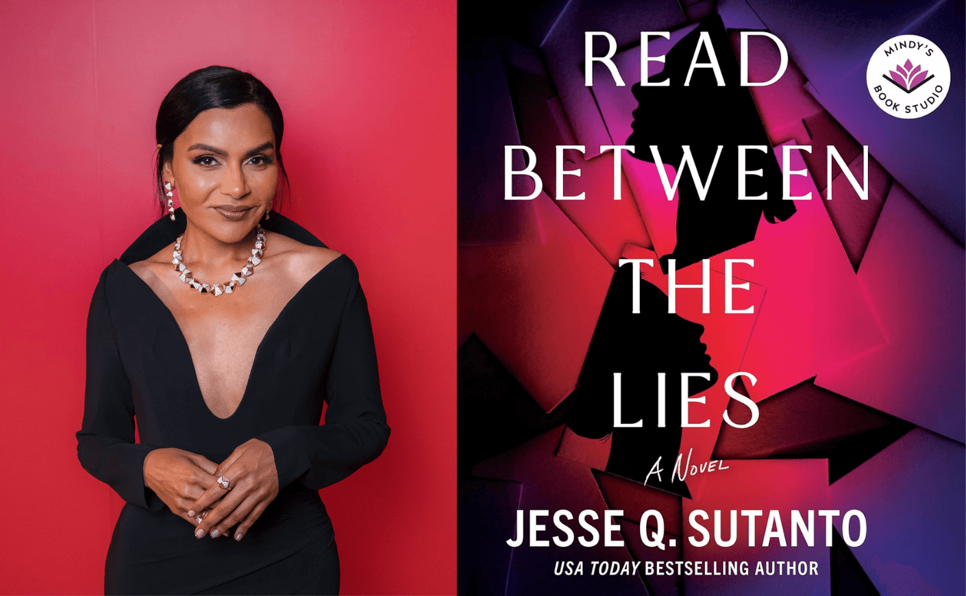 mindy kaling and book cover of read between the lines