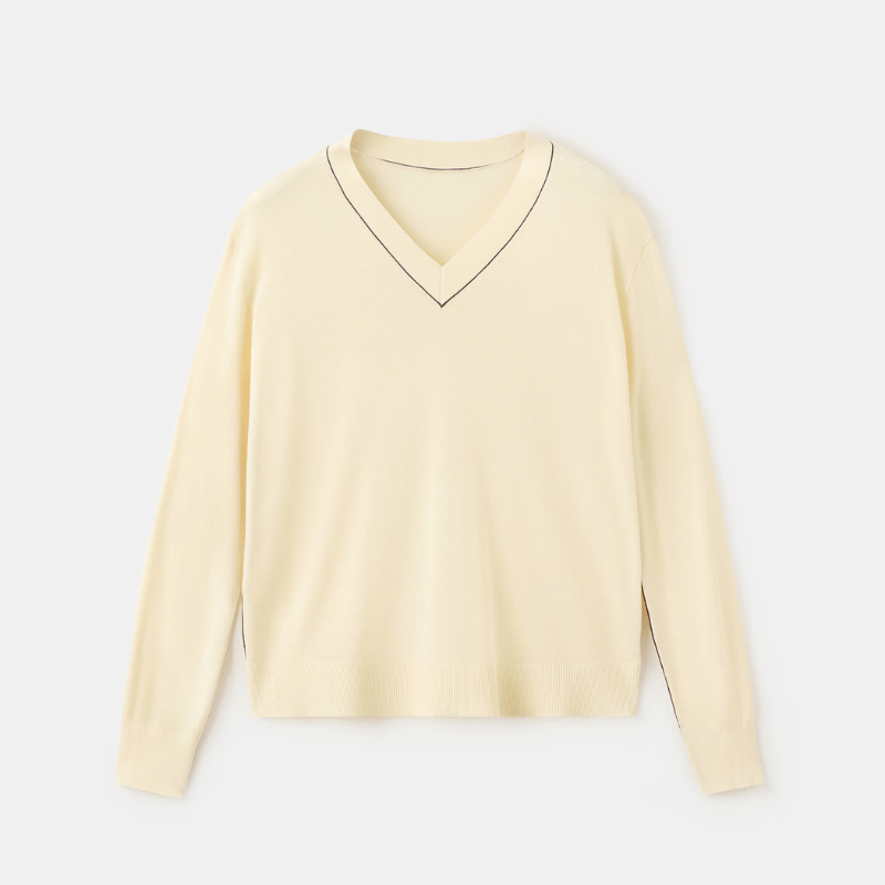 mango yellow v-neck sweater