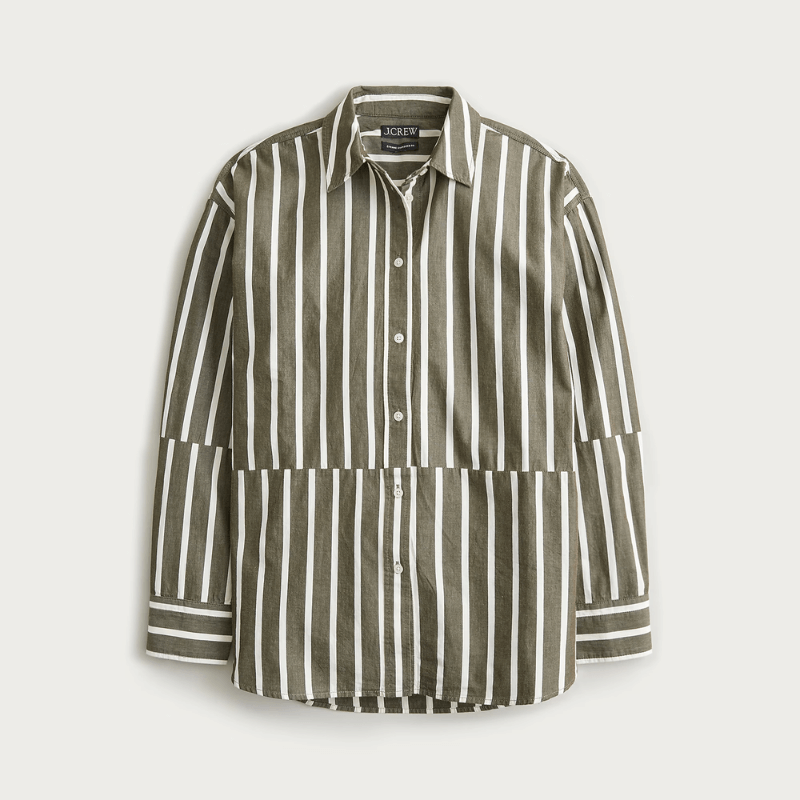 j.crew oversized striped shirt
