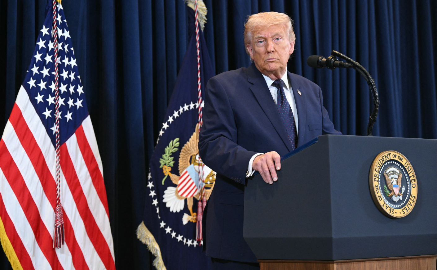 President Trump appears at a press conference in Miami on March 9, 2026. 