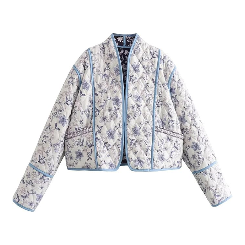 Wyeysyt Women's Cropped Puffer Quilted Jacket Cardigan