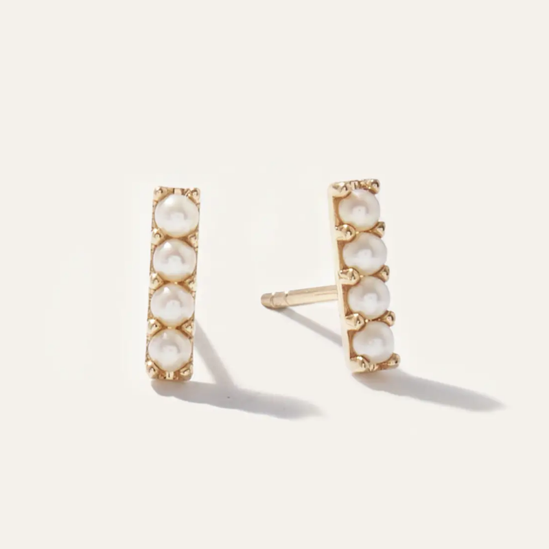 Quince 14K Gold Fresh Water Pearl Bar Studs