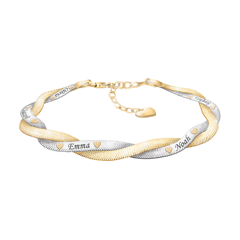 Engraved Platinum- And 18K Gold-Plated Herringbone Bracelet