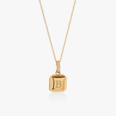 gold square locket necklace engraved