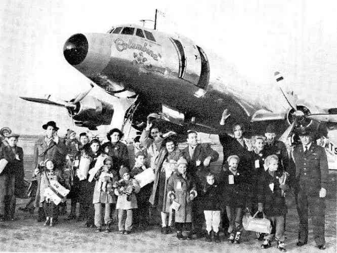December 25, 1956: Twenty-one Hungarian refugees, including my father, safely on American soil after a secret flight from Munich aboard President Eisenhower’s personal plane, Air Force One.