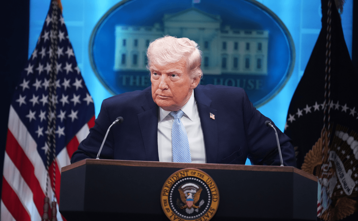 President Trump at a press briefing