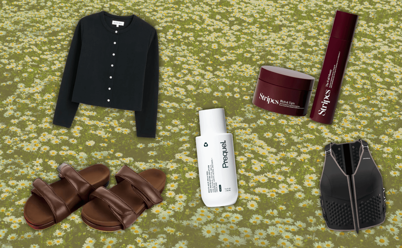 sweater, beauty products, shoes