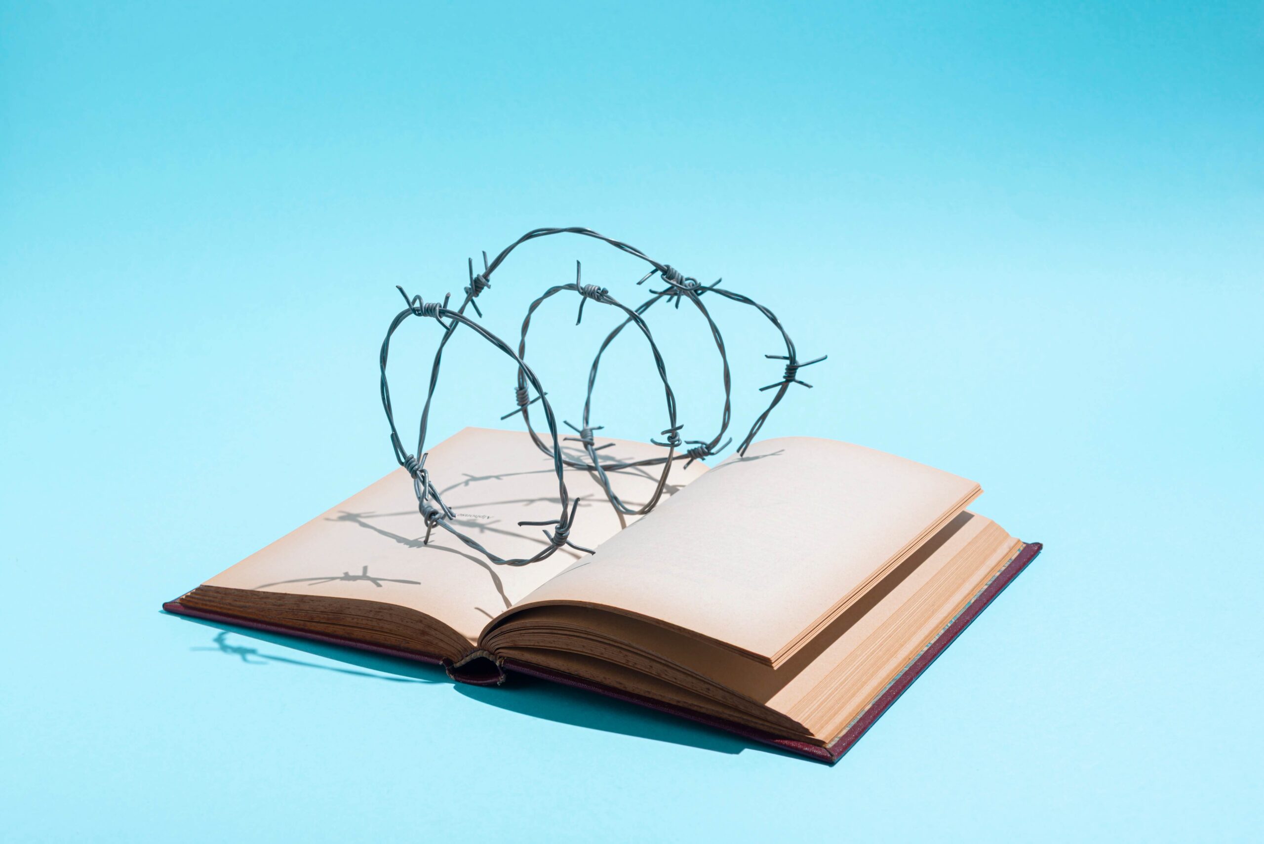book with barbed wire