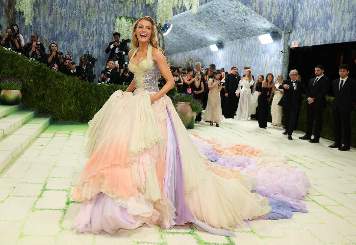blake lively in a multicolored gown at the met gala 2026