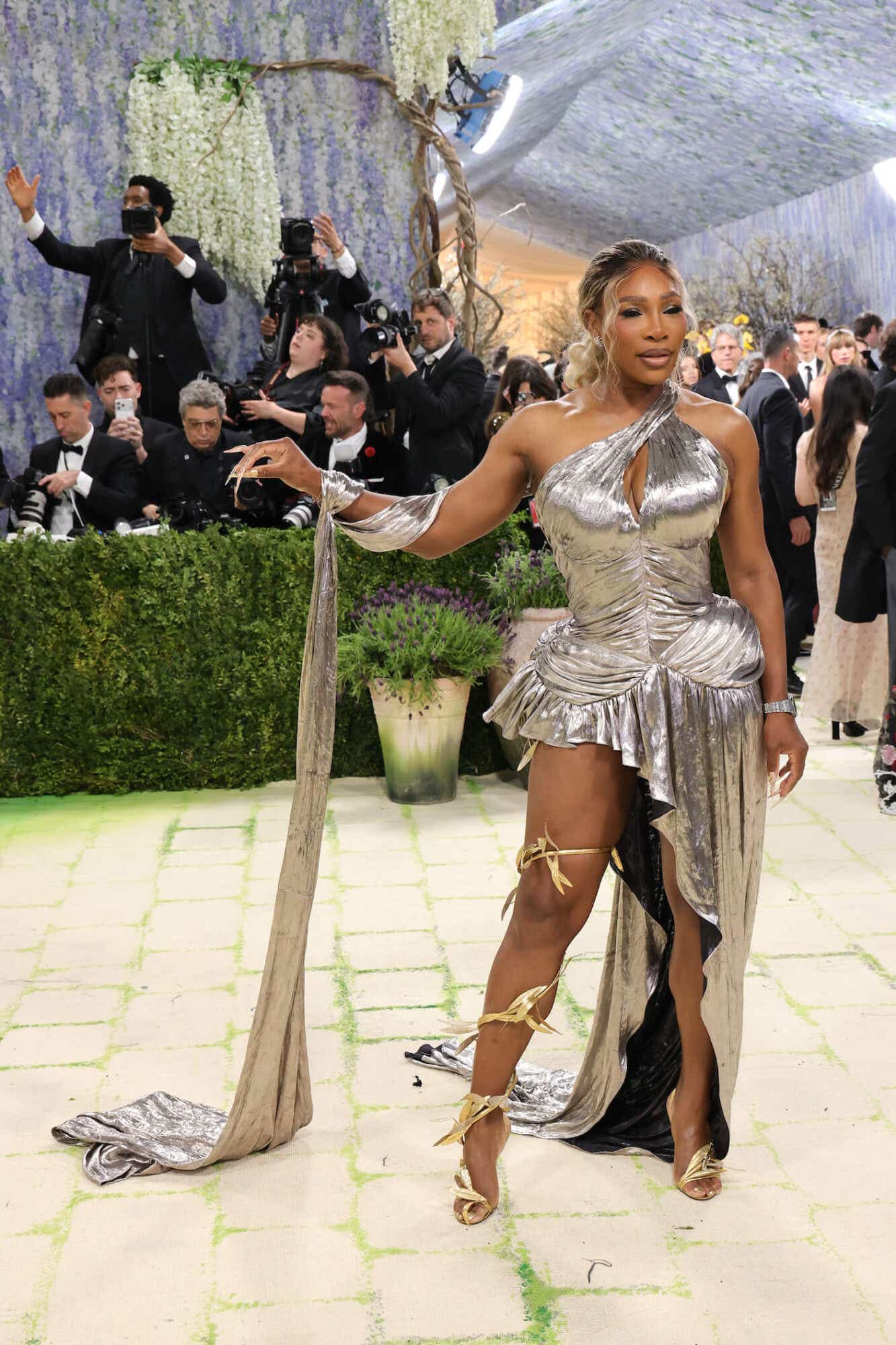 serena williams in a silver gown at the 2026 met gala