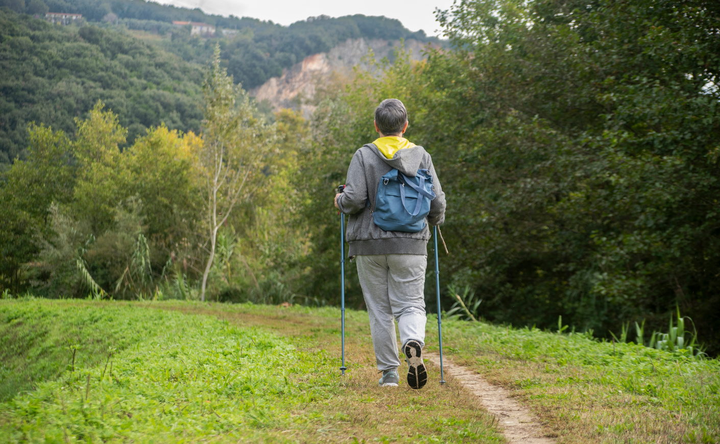 person walking in nature