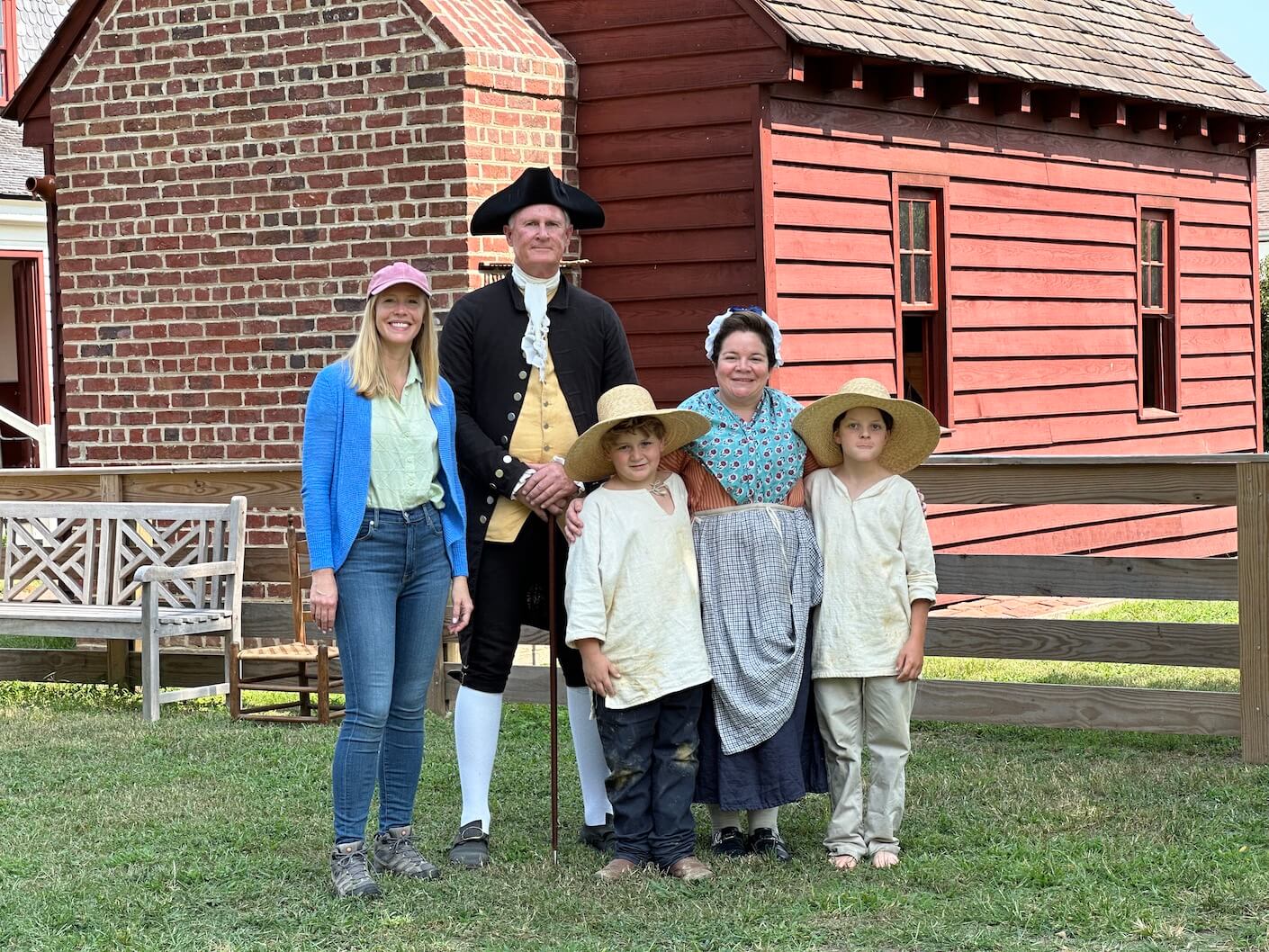 Darley Newman and historical interpreters at the Bradford Denton House in North Carolina.