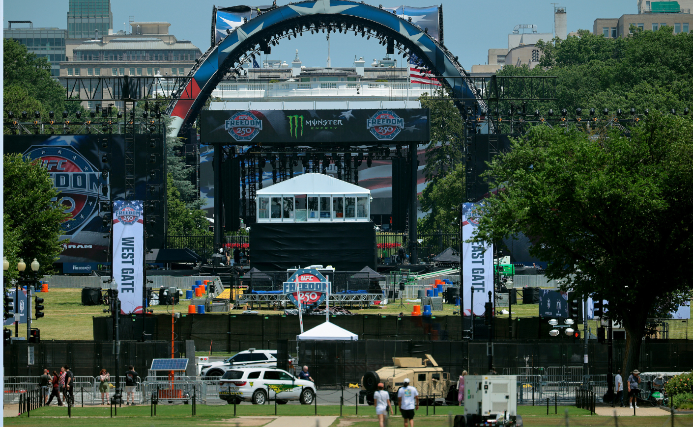 The UFC ring on the White House front lawn